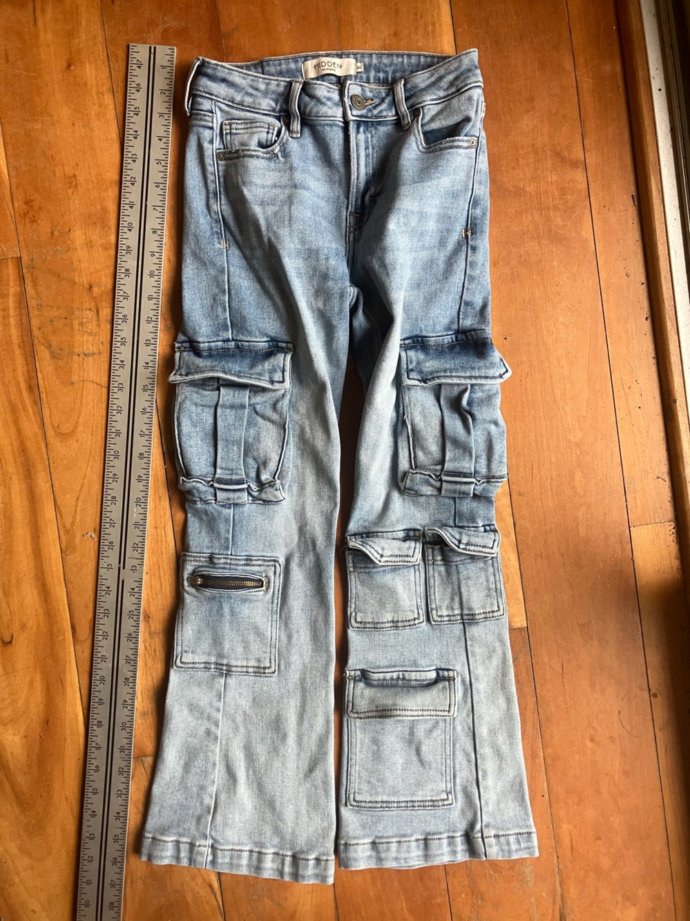 Light Blue Cargo Flare Jeans - Unbranded Hidden Los Angeles